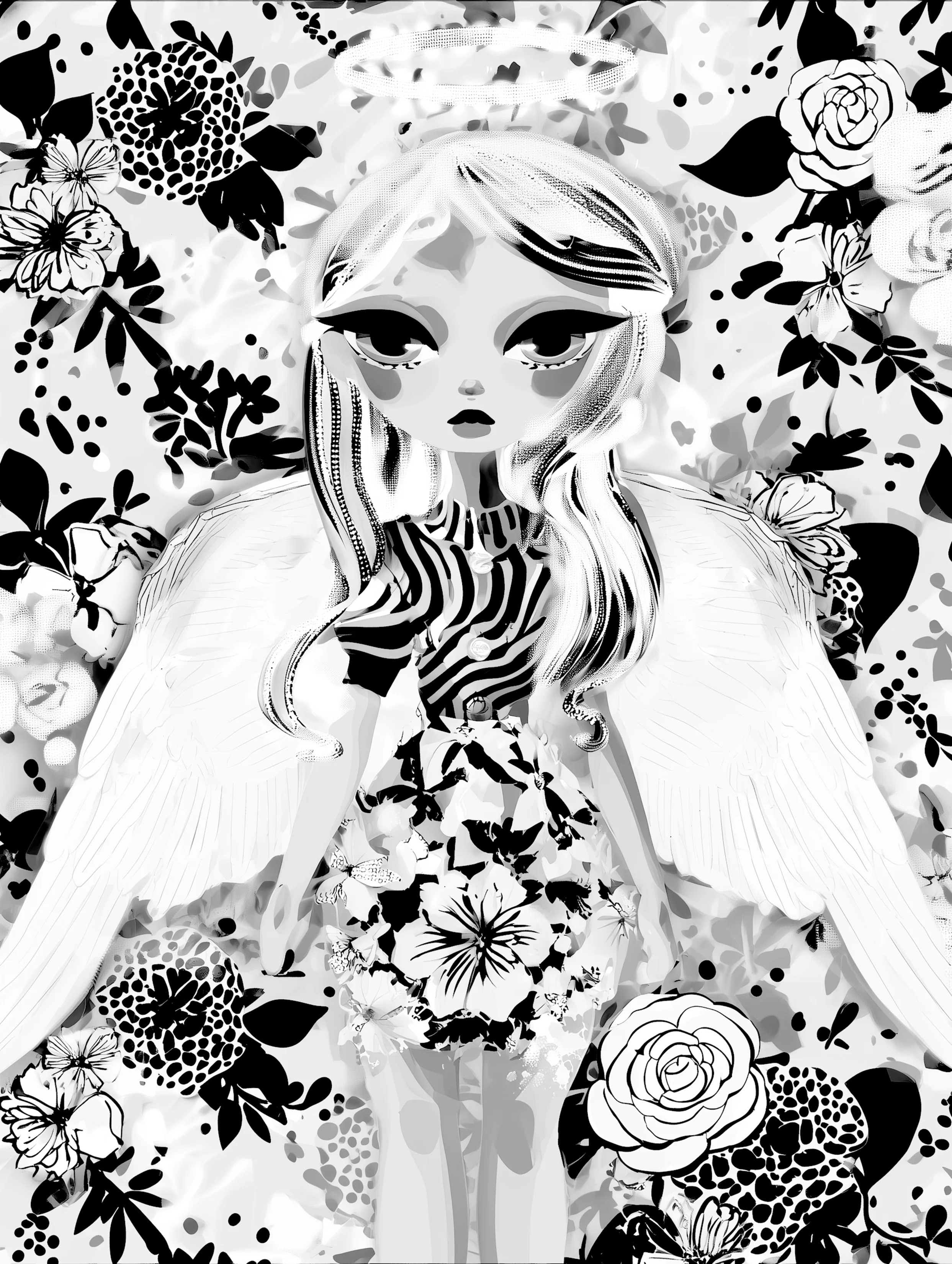 Free printable angel coloring page for adults featuring an angel with smooth wings